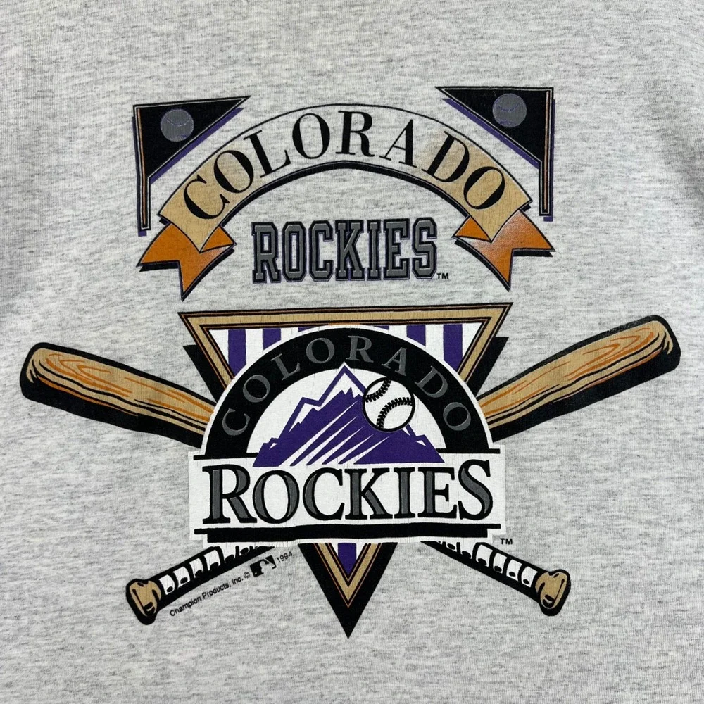 Vintage 1994 Colorado Rockies Champion T-Shirt Mens XL Gray Single Stitch MLB - Picture 3 of 10